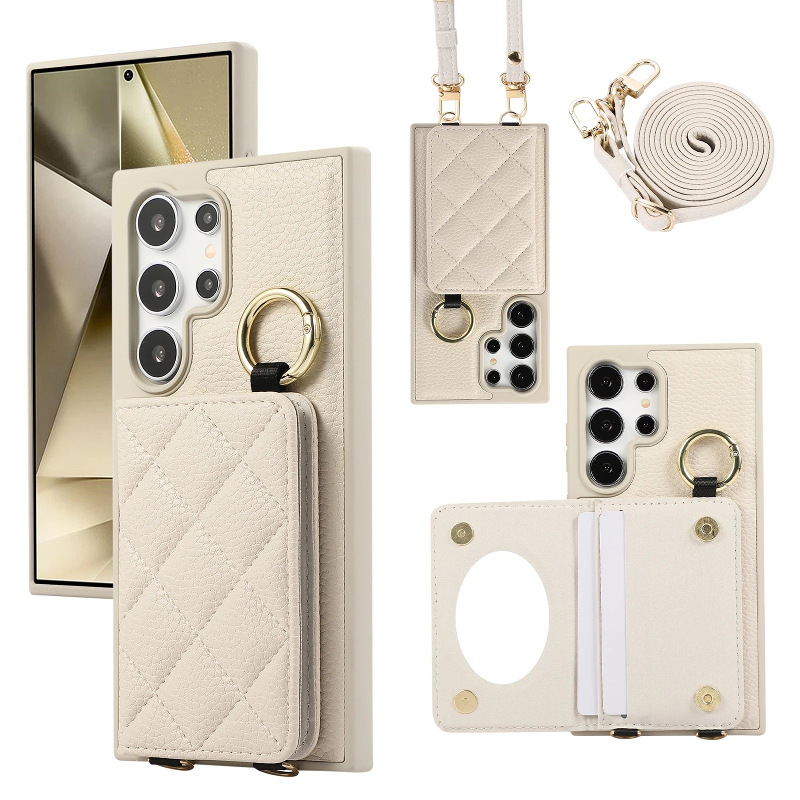 Plaid Pattern Leather Crossbody Wallet Case for Samsung Galaxy S25 Series