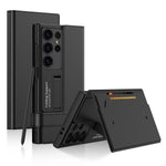 Samsung Galaxy S24 Ultra Leather Flip Case with Card Clip & Kickstand