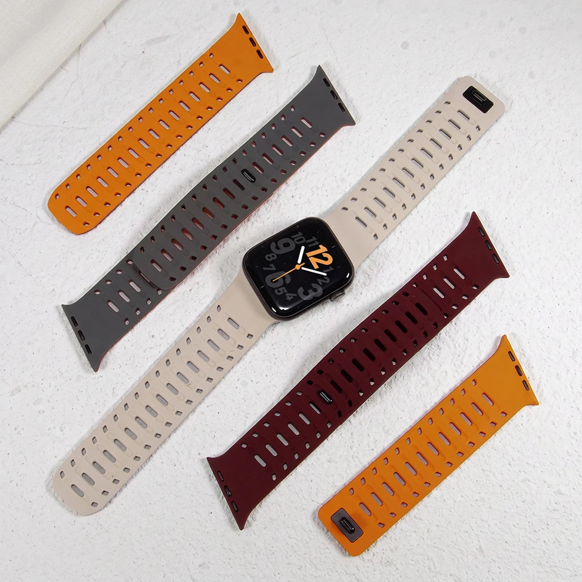 Perforated Silicone Magnetic Band with One-Hand Fastening for Apple Watch