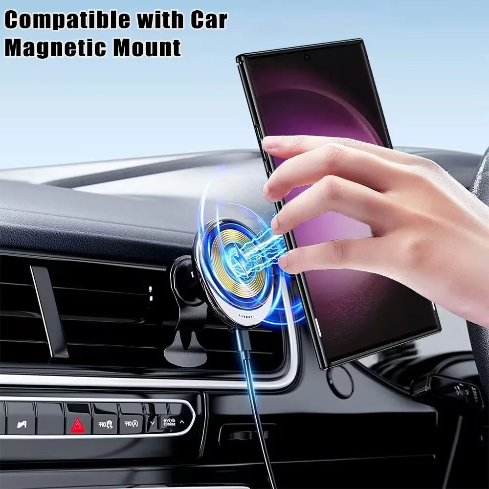 Samsung Galaxy S25 Series Shockproof Clear Magnetic Case with 360° Rotating Ring Stand