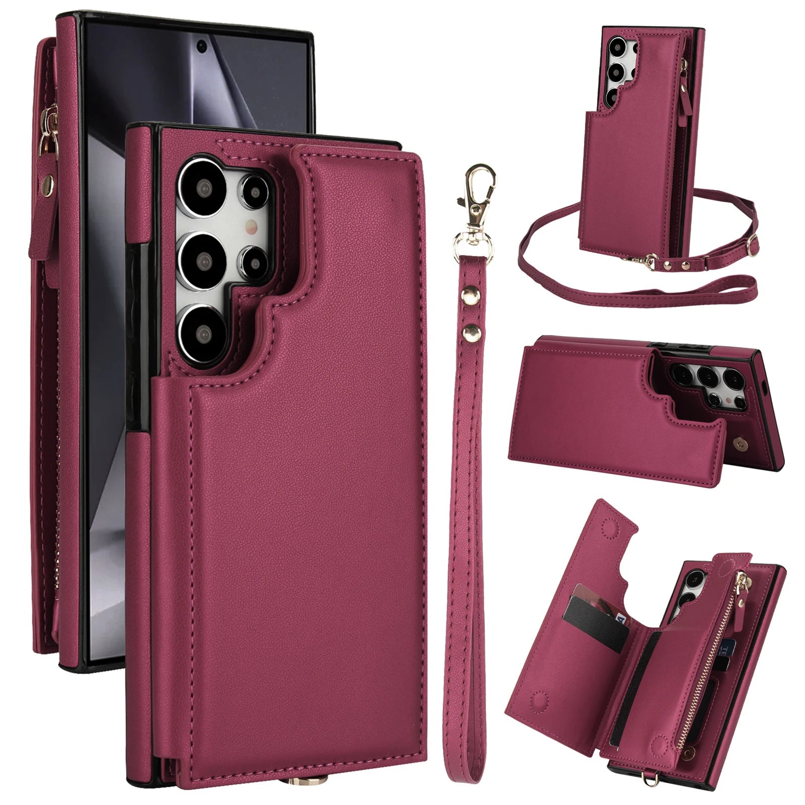 Crossbody Leather Flip Wallet Case for Samsung Galaxy S25 Series