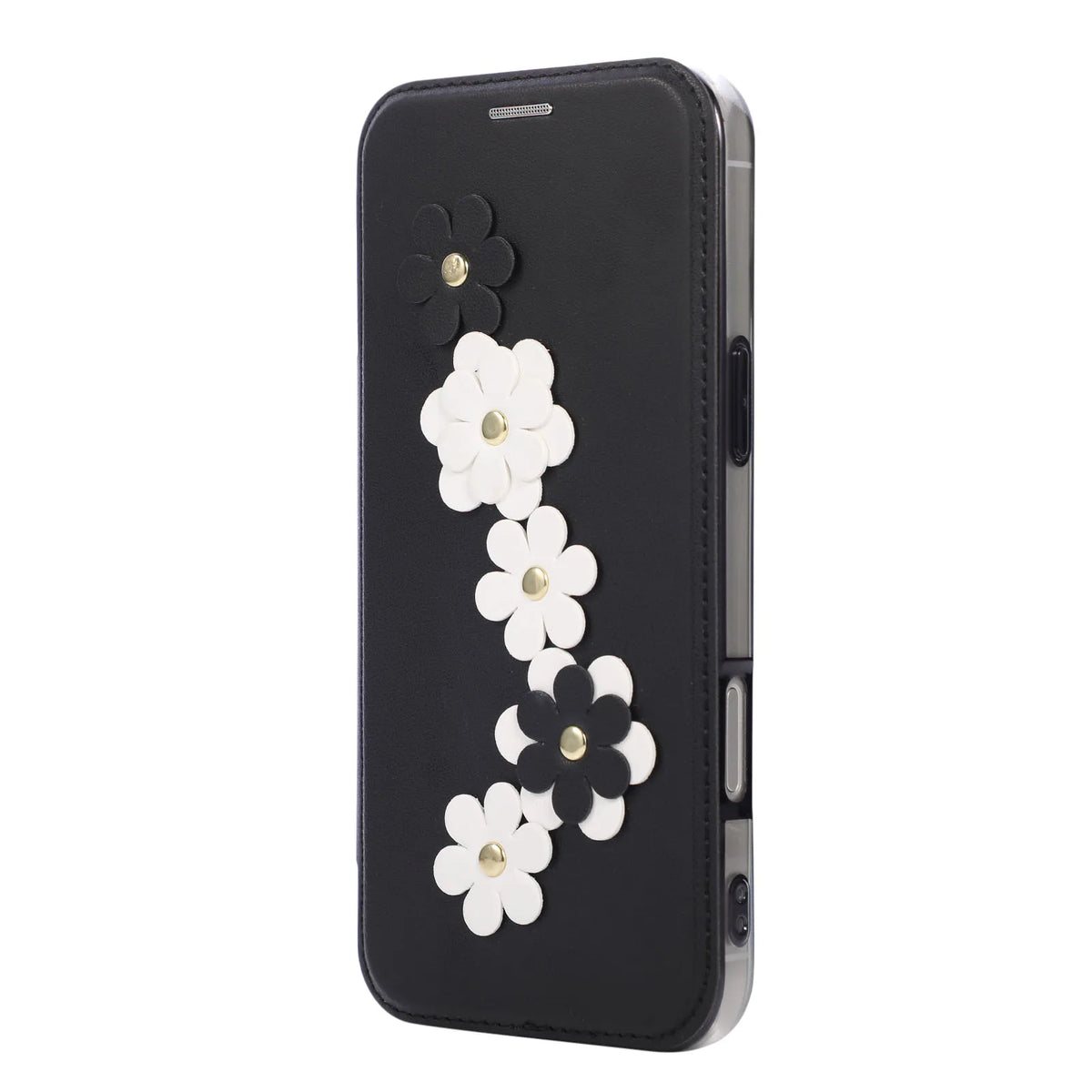 Elegant 3D Flower MagSafe Leather Flip Wallet Case for iPhone 17 Series