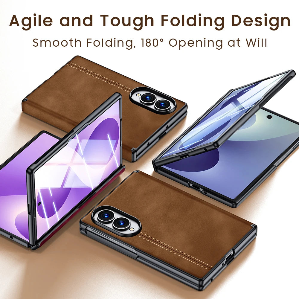 Shockproof Leather Magnetic Case with Integrated Screen Protector for Samsung Galaxy Z Fold 8