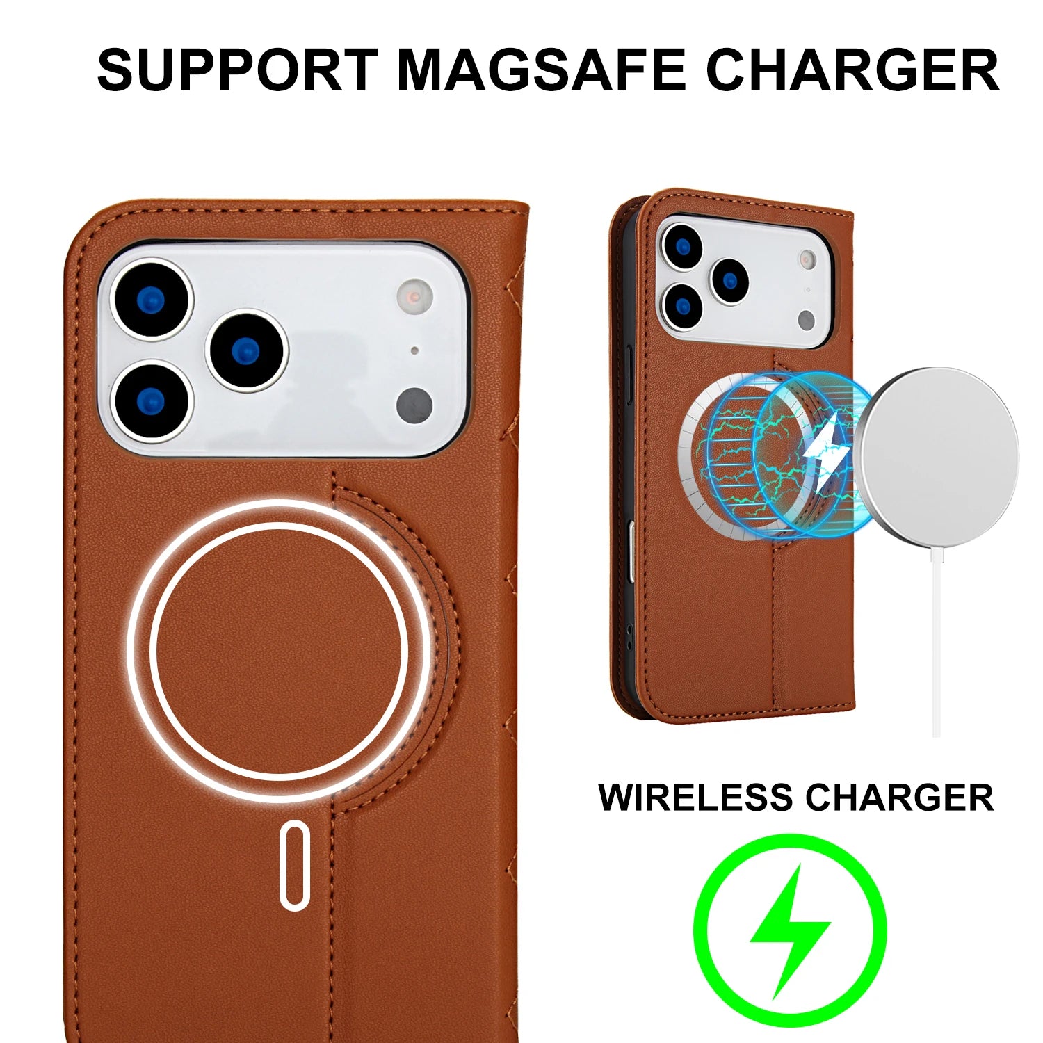 Strong MagSafe Leather Wallet Case with Card Slot for iPhone 17 Series