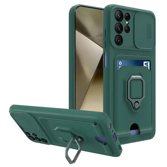 Samsung Galaxy S25 Series Magnetic Phone Case with Camera Cover & Card Slot