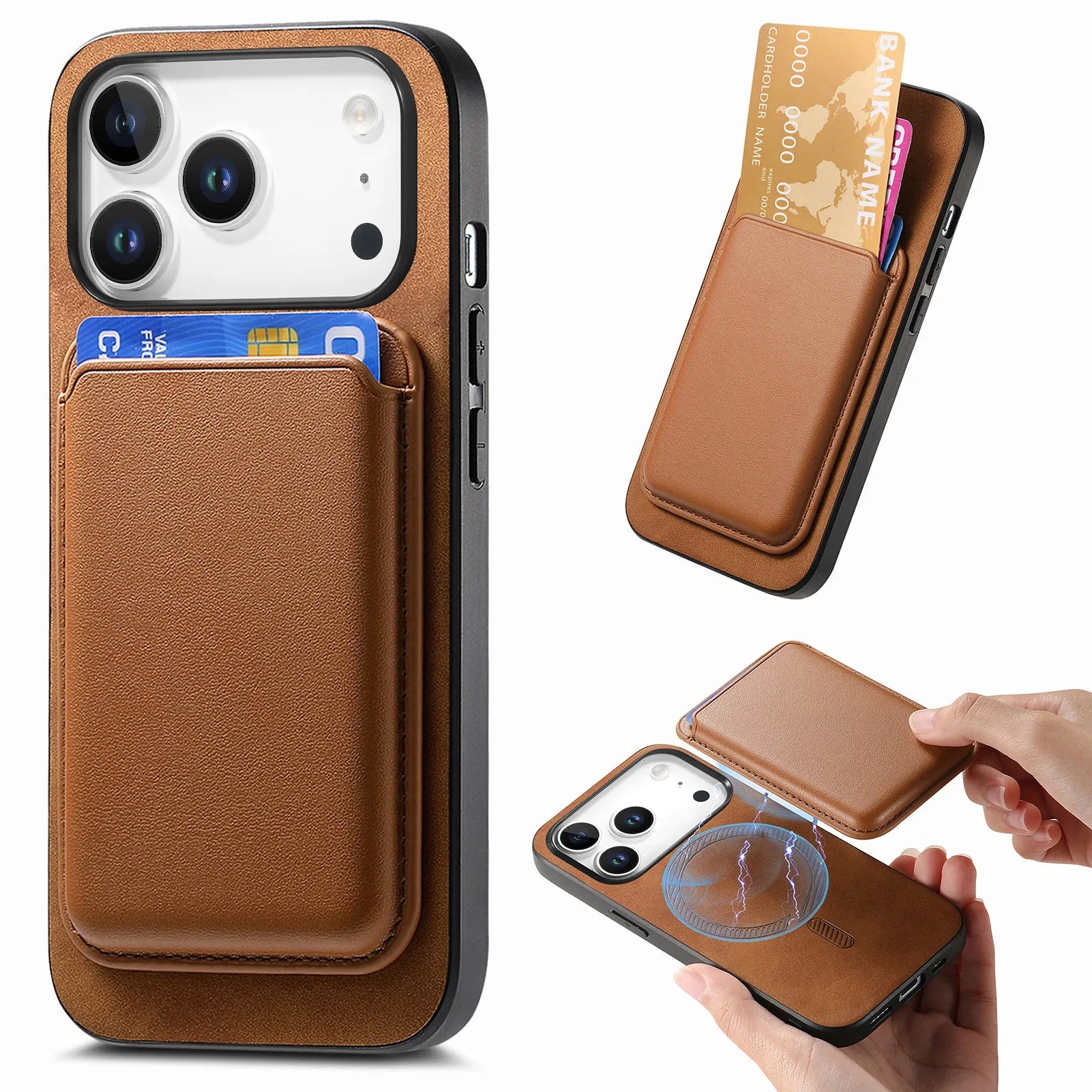 Premium 2-in-1 MagSafe Leather Wallet Case with Card Slot for iPhone 17 Series