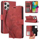 iPhone 16 Series Leather Wallet Case with Wrist Strap & Kickstand