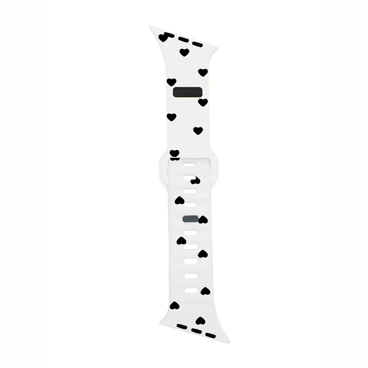 Wide Contoured Silicone Band with Heart Pattern for Apple Watch