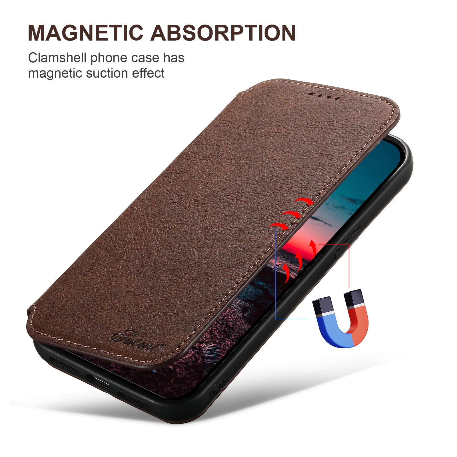 Flip Leather Wallet Case with MagSafe & Card Holder for iPhone 15 Series