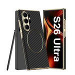 Luxury Electroplated Vegan Leather Magnetic Case for Samsung Galaxy S26 Ultra