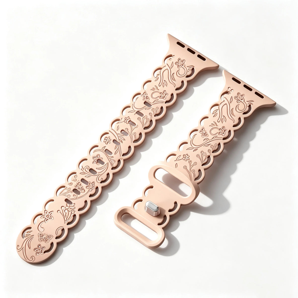 Silicone Floral Engraved Band with Scalloped Edges for Apple Watch