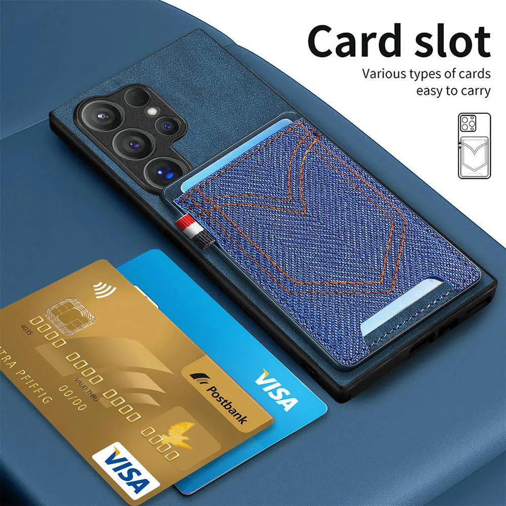 Premium Magnetic Leather Case with Card Holder for Samsung Galaxy S25 Series