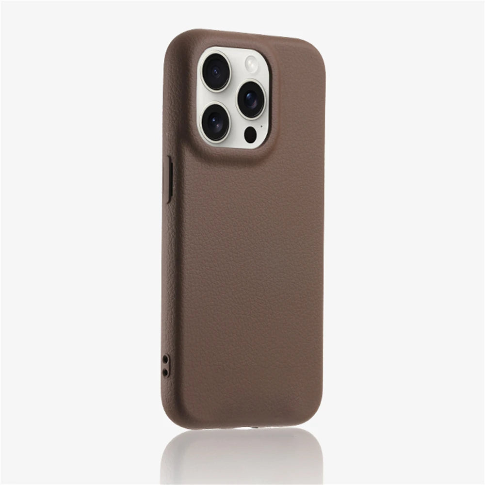 Luxury Lychee Leather Pattern TPU Case for iPhone 16 Series