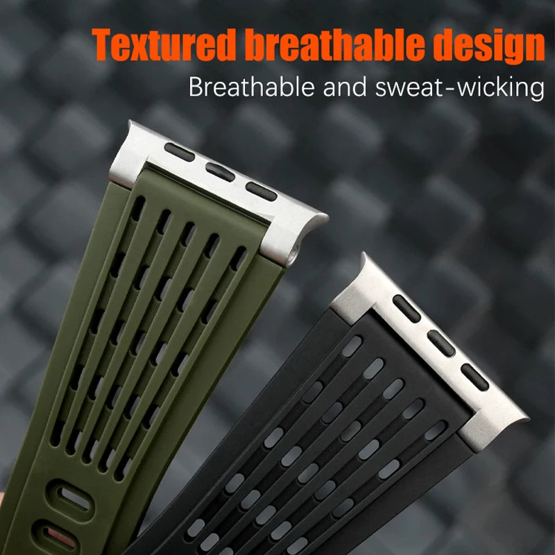 Perforated Silicone Band with Sweat-Wicking Ventilation for Apple Watch