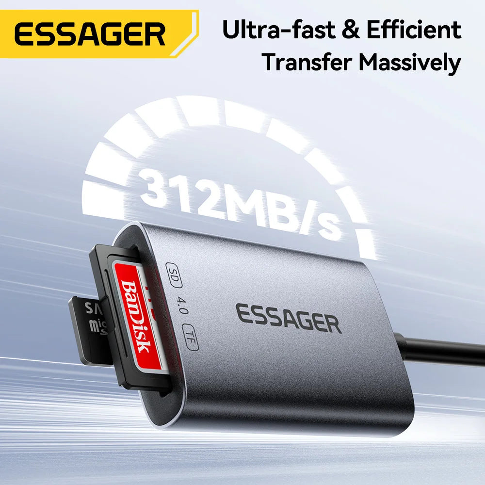 Essager 2-in-1 USB-A Type-C Card Reader
