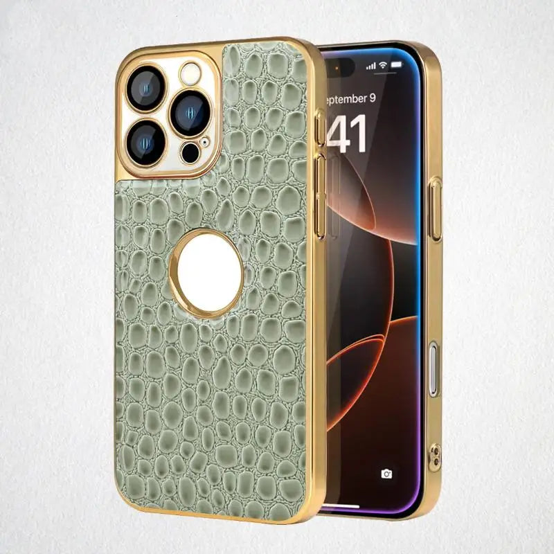 Luxury Crocodile Pearl Textured MagSafe Case for iPhone 16 Series
