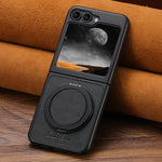 Premium Leather Magnetic Flip Case with Ring Bracket for Samsung Galaxy Z Flip 6