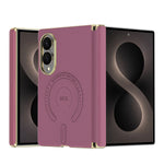 Embossed Leather Magnetic Hinge Shield Case for Samsung Galaxy Z Fold 8