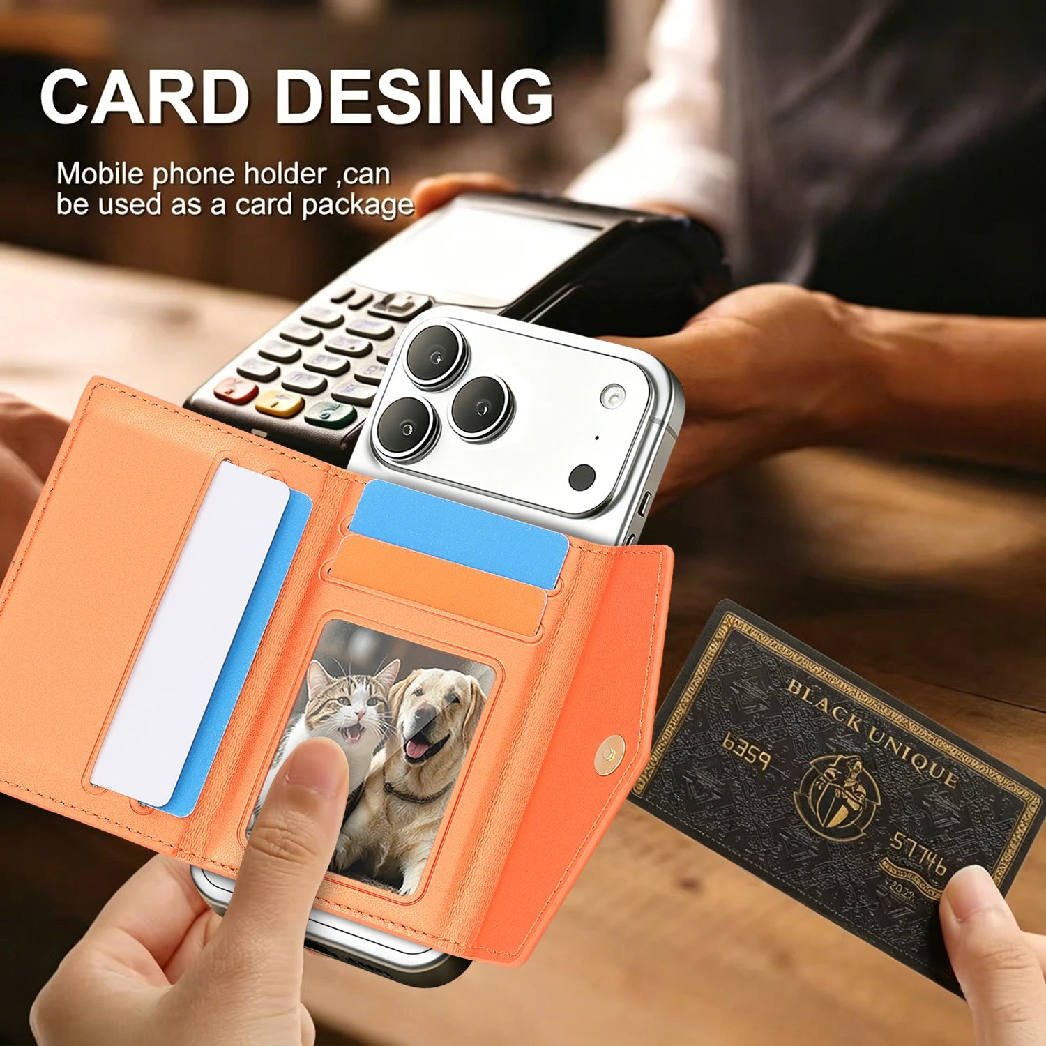 Luxury Leather Magnetic Wallet with Card Holder and Kickstand