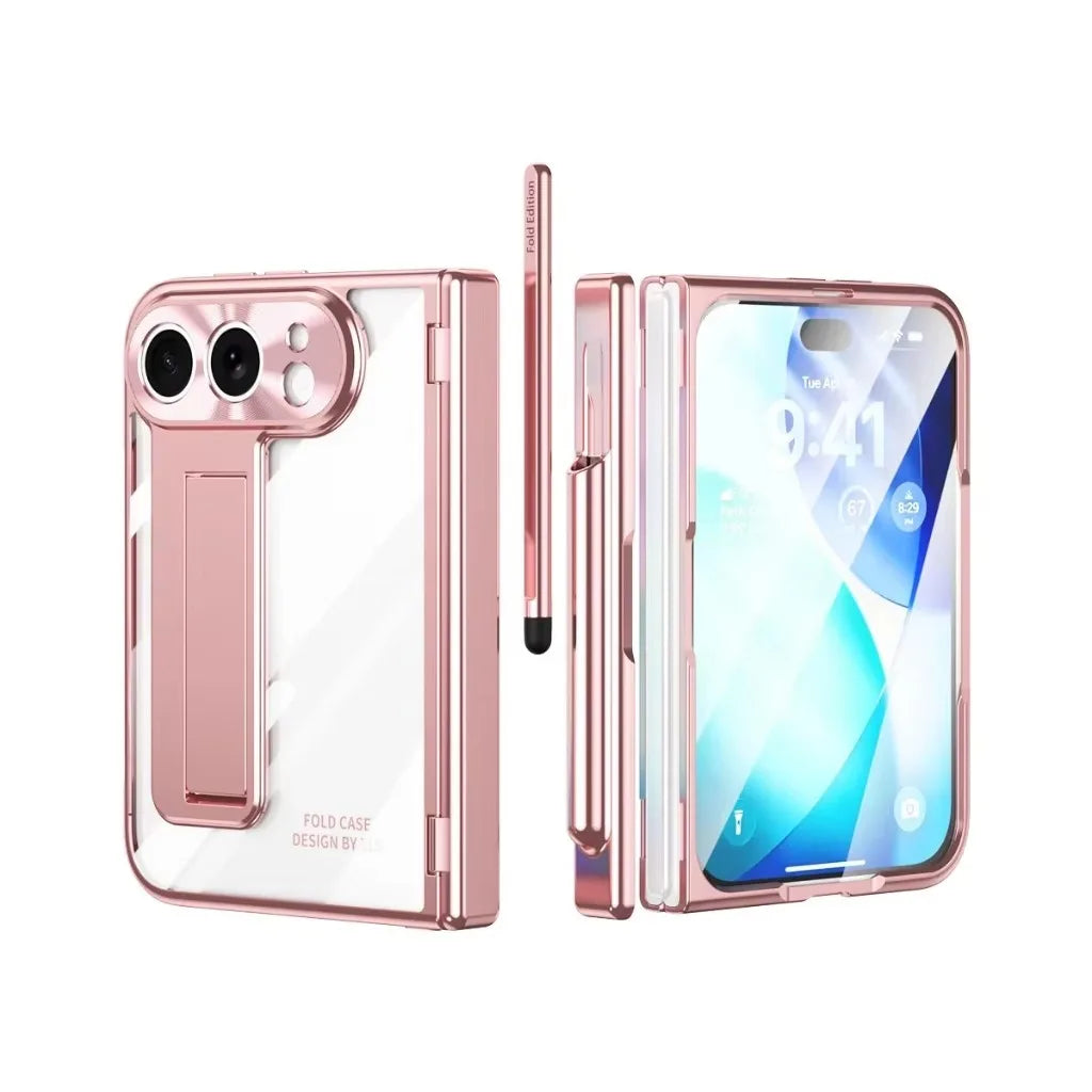 Clear Hinge Protection Case with Integrated Stylus Slot for iPhone Duo
