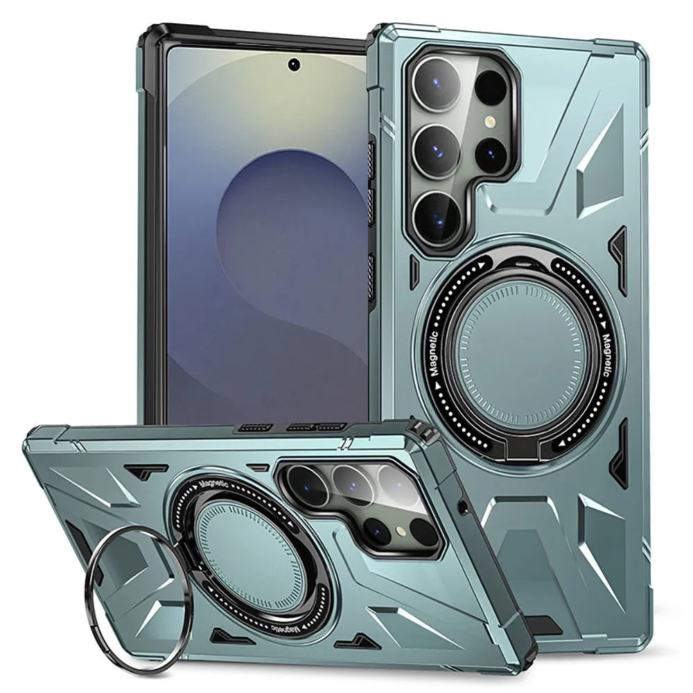 Shockproof Magnetic Armor Case with Ring Stand for Samsung Galaxy S26 Series