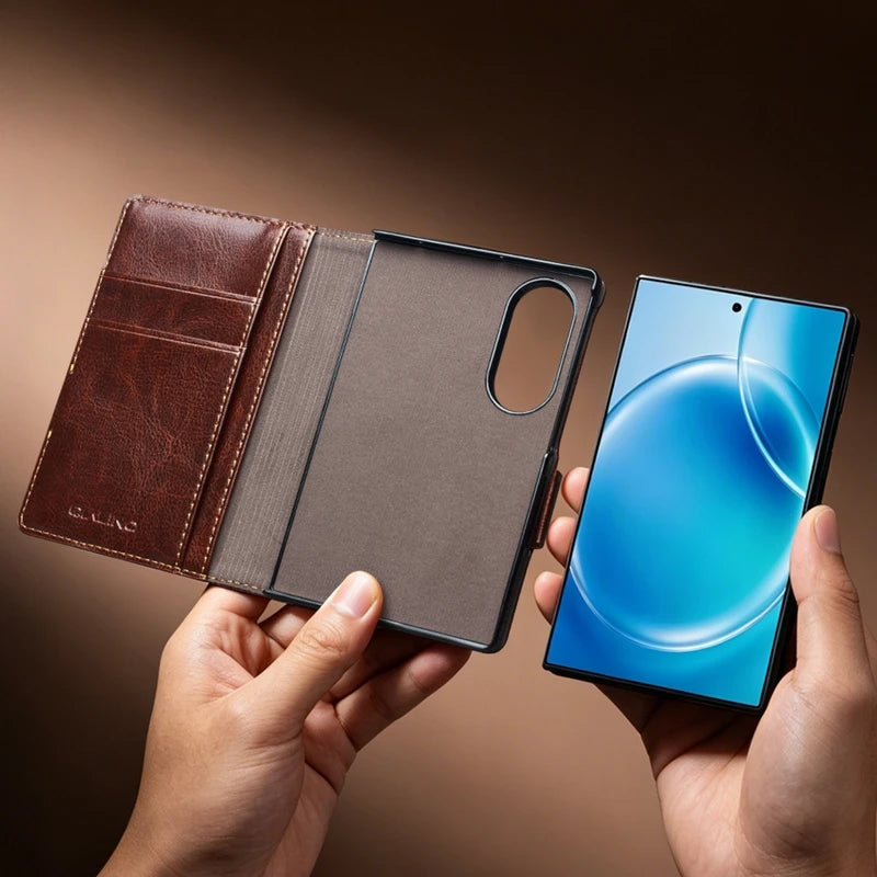 Textured Leather Folio Case with Multiple Card Slots for Samsung Galaxy Z Fold 8