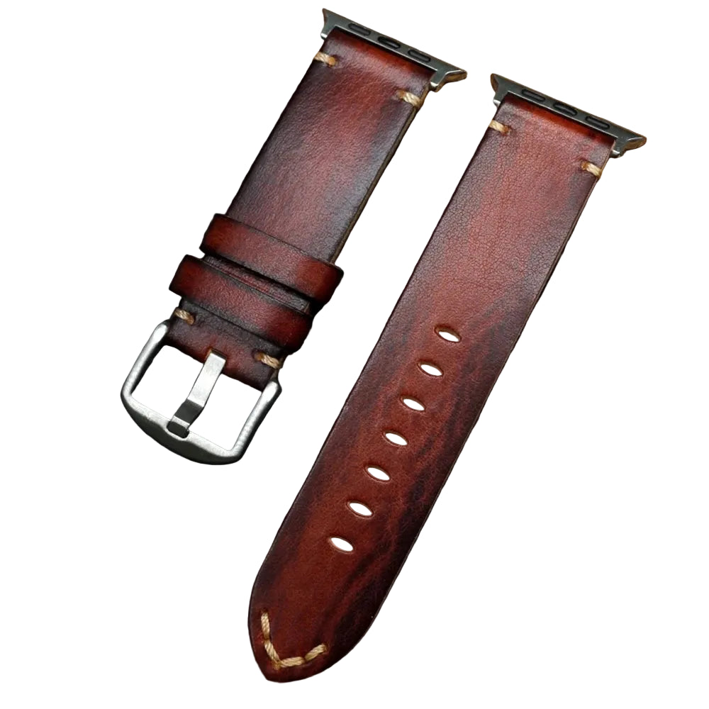 Hand-Polished Retro Leather Strap for Apple Watch