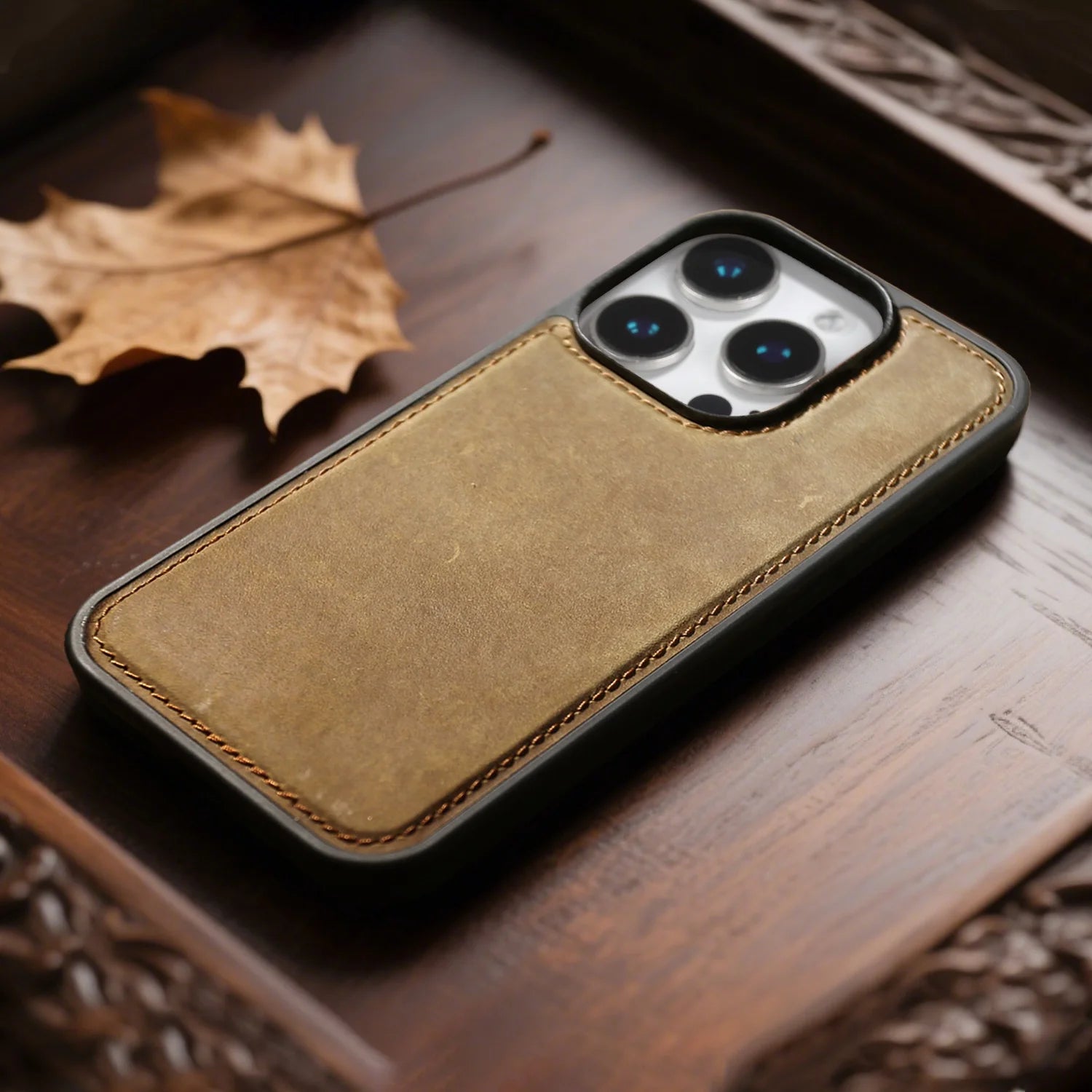 Retro Crazy Horse Genuine Leather Case for iPhone 16 Series