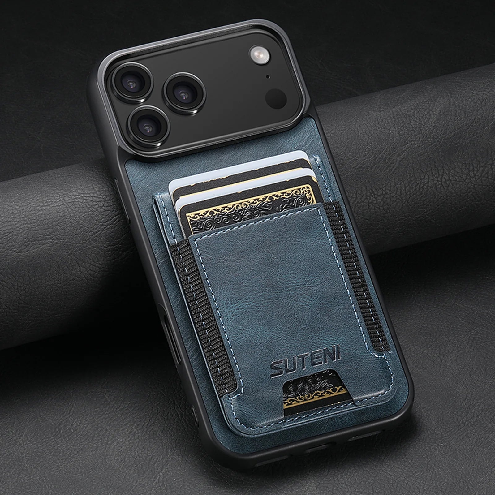 iPhone 17 Series Leather Wallet Case with Elastic Card Slot