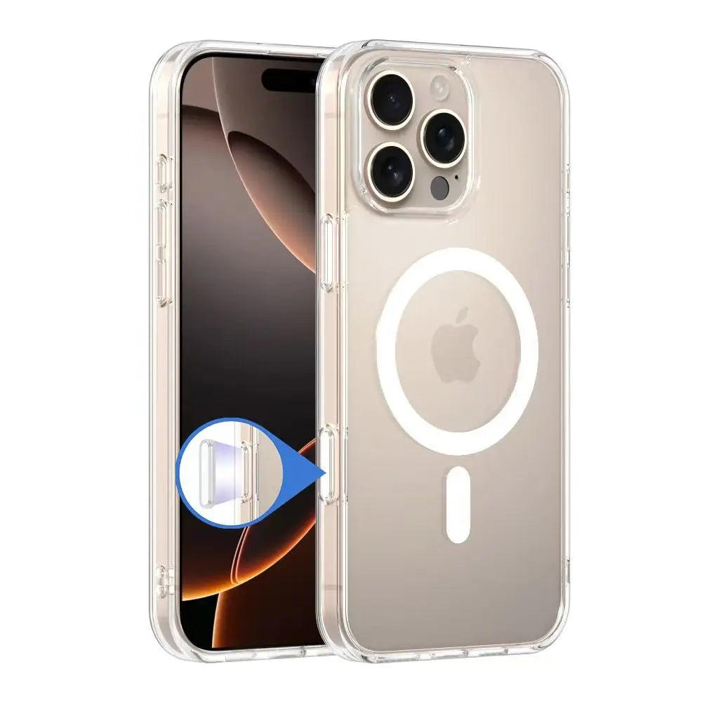 Shock-Resistant Transparent Acrylic MagSafe Case for iPhone 16 Series