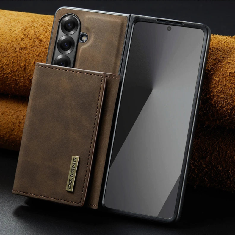 Samsung Galaxy Z Fold 7 Magnetic Leather Wallet Case with Card Slots