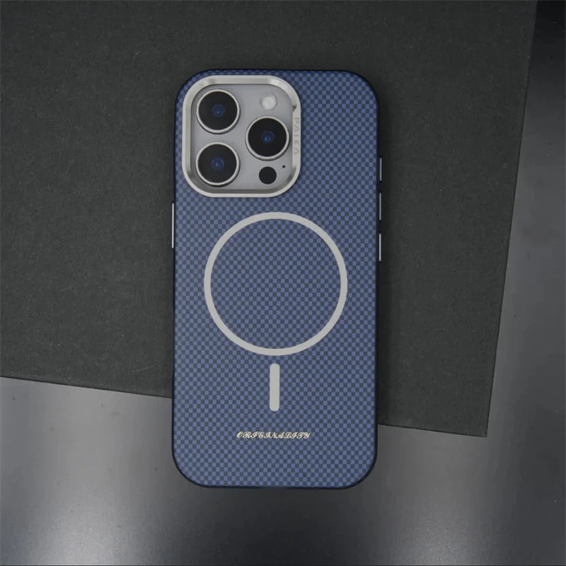Carbon Fiber Texture Hard PC MagSafe Case for iPhone 15 Series