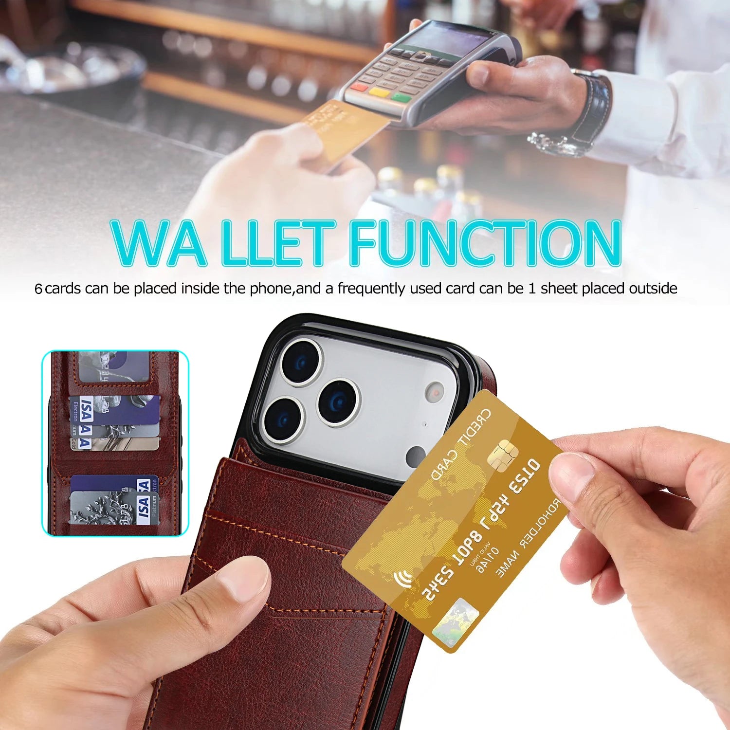 Vintage Style Leather Wallet Case for iPhone 17 Series