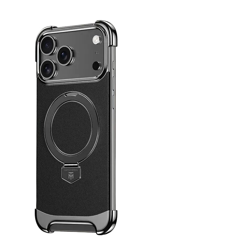 Luxury Leather Ultra-Thin Frameless MagSafe Case with Kickstand for iPhone 17 Series