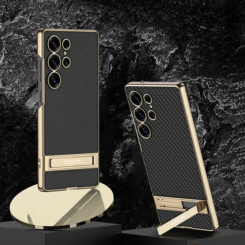 Shockproof Electroplated Leather Case for Samsung Galaxy S24 Ultra