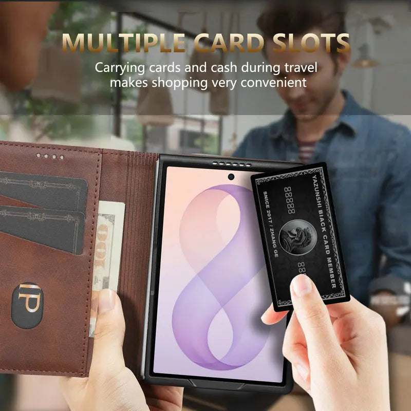 Leather Flip Wallet Case with Multiple Card Slots for Samsung Galaxy Z Fold 8