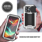 Heavy Duty Doom Cover Tempered Glass Armor Metal Case for iPhone 15 Series with Camera Lens Protection Cover