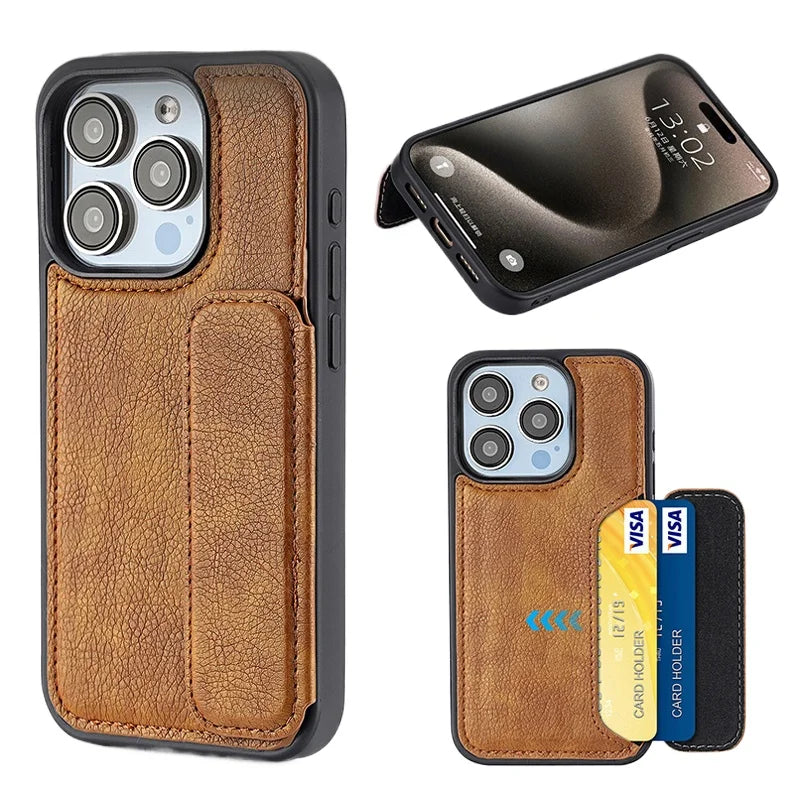 Retro Business PU Leather Case with Card Slot for iPhone 16 Series