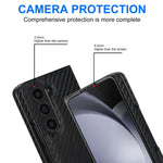 Carbon Fiber Pattern Leather Case with Kickstand Holder for Samsung Galaxy Z Fold 6