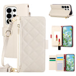 Quilted Faux Leather Crossbody Wallet Case with Detachable Adjustable Strap for Samsung Galaxy S24 Series