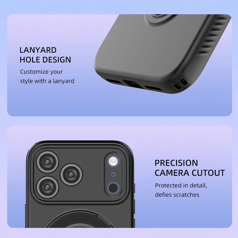 Soft TPU Shockproof MagSafe Case with 360° Rotating Metal Ring Stand for iPhone 17 Series
