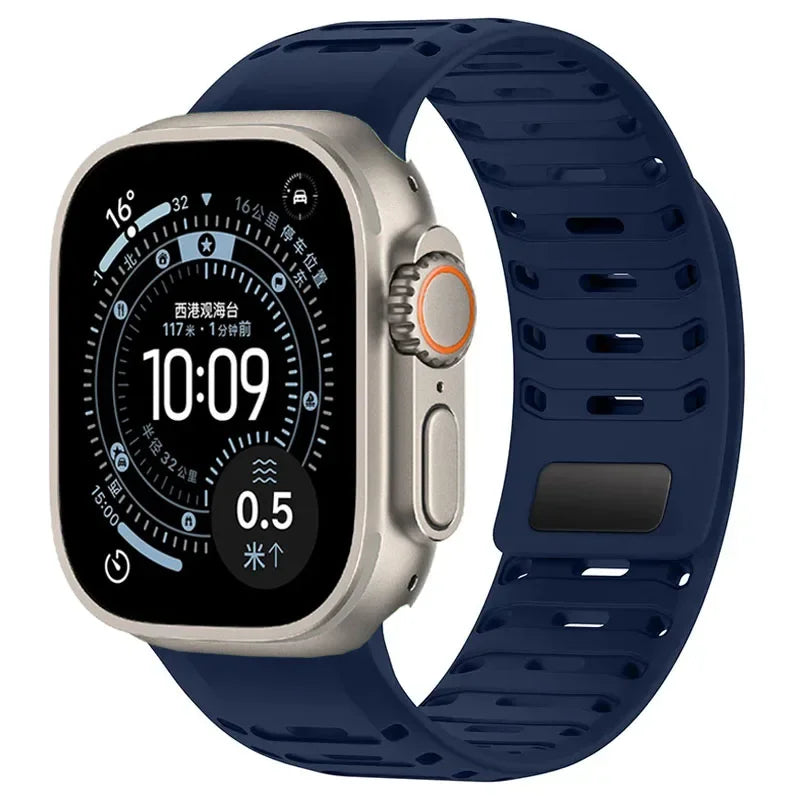 Breathable Silicone Band with Magnetic Clasp for Apple Watch