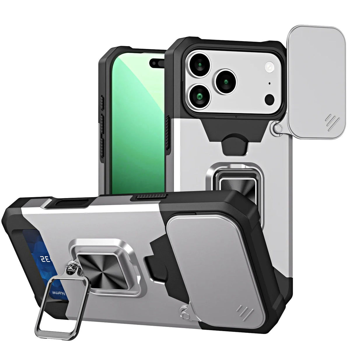 Hybrid Armor Case with 360° Rotating Ring Stand for iPhone 18 Series