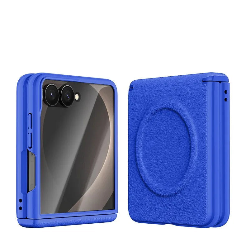Luxury Magnetic Vegan Leather Case with Screen Protector for Samsung Galaxy Z Flip 8
