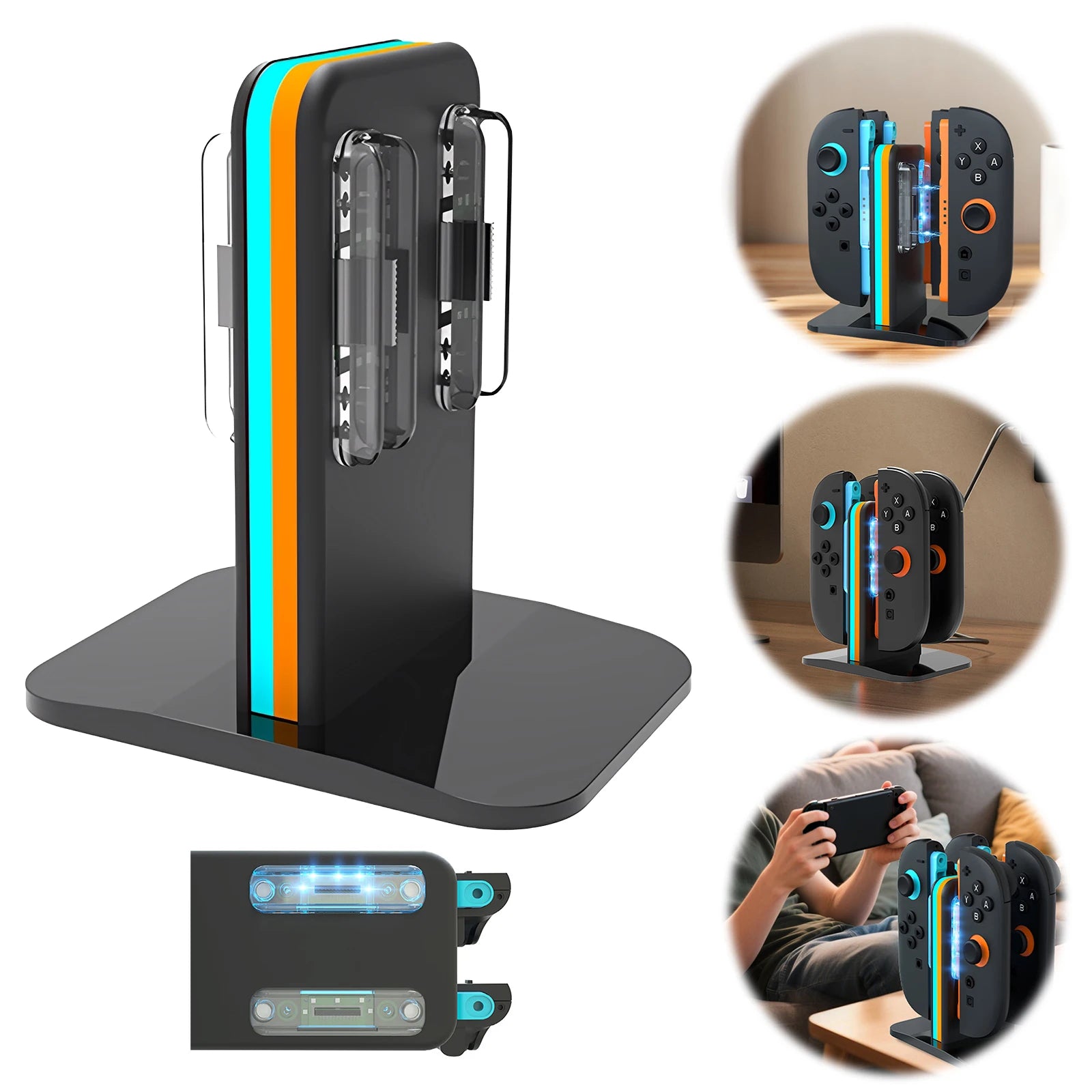 4-Port Magnetic Controller Charging Station for Nintendo Switch 2 Joy-Cons