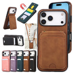 Premium Leather Phone Wallet Case with Lanyard and Stand for iPhone 17 Series
