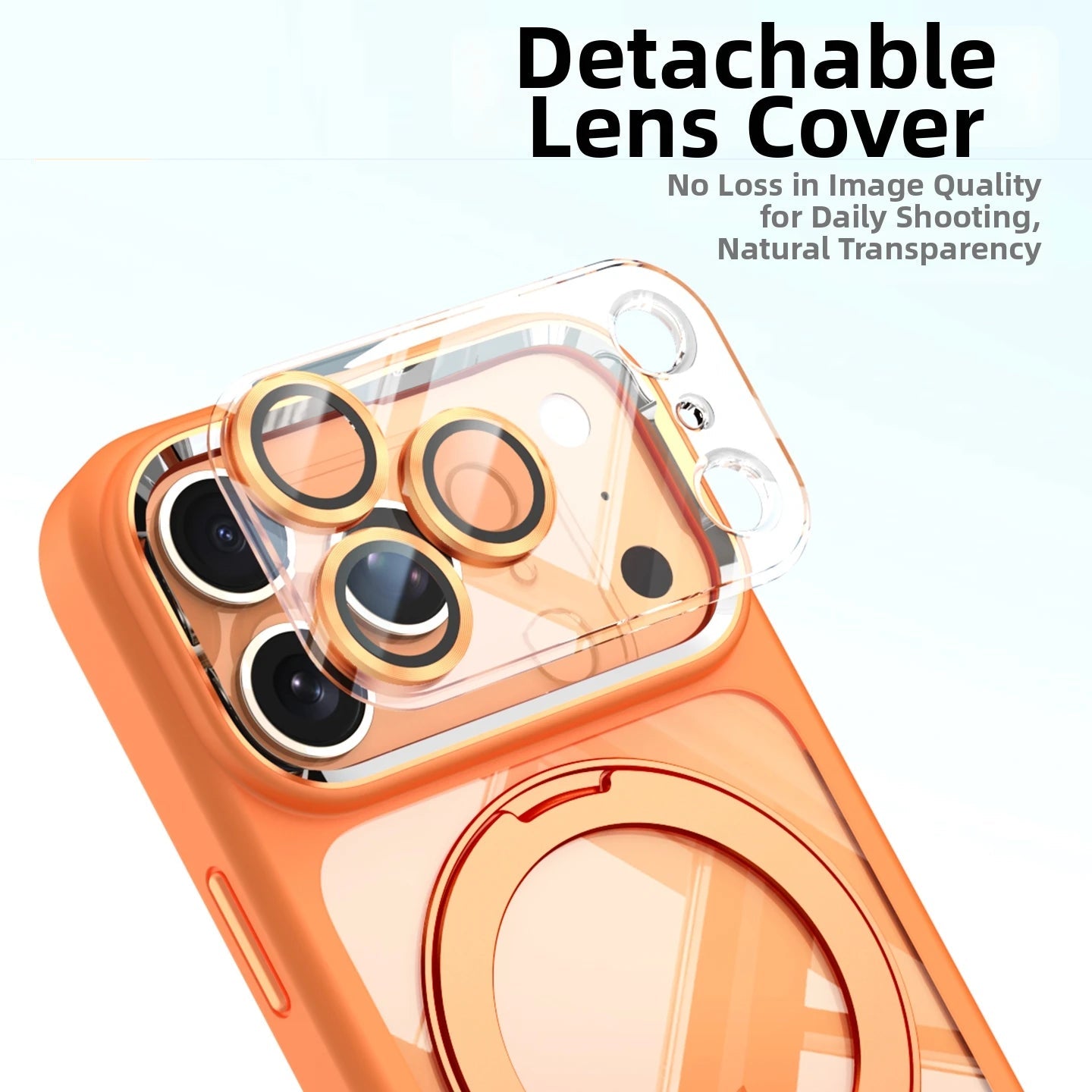 Clear MagSafe Case with Rotating Ring Stand and Removable Camera Protector for iPhone 17 Series