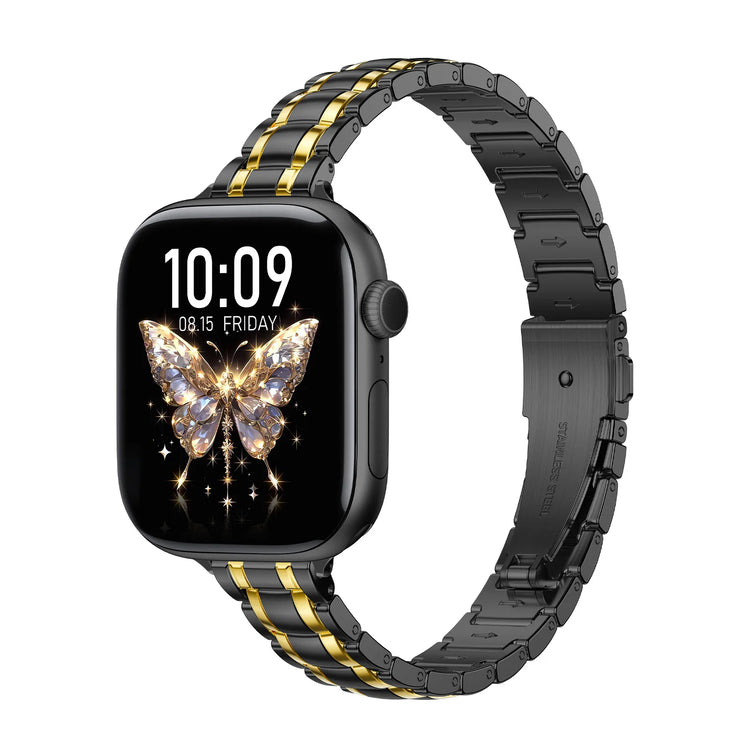 Stainless Steel Bracelet Band with Press-Both-Sides Folding Clasp for Apple Watch