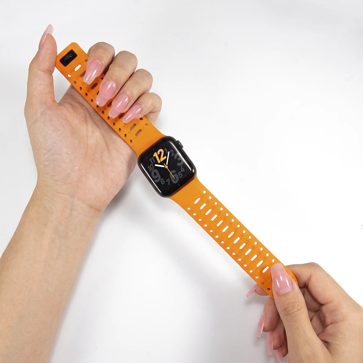 Perforated Silicone Magnetic Band with One-Hand Fastening for Apple Watch