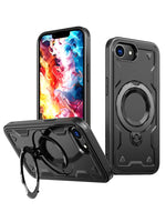 iPhone 16e Magnetic Hard PC + Soft TPU Case & Rotatable Ring Stand
